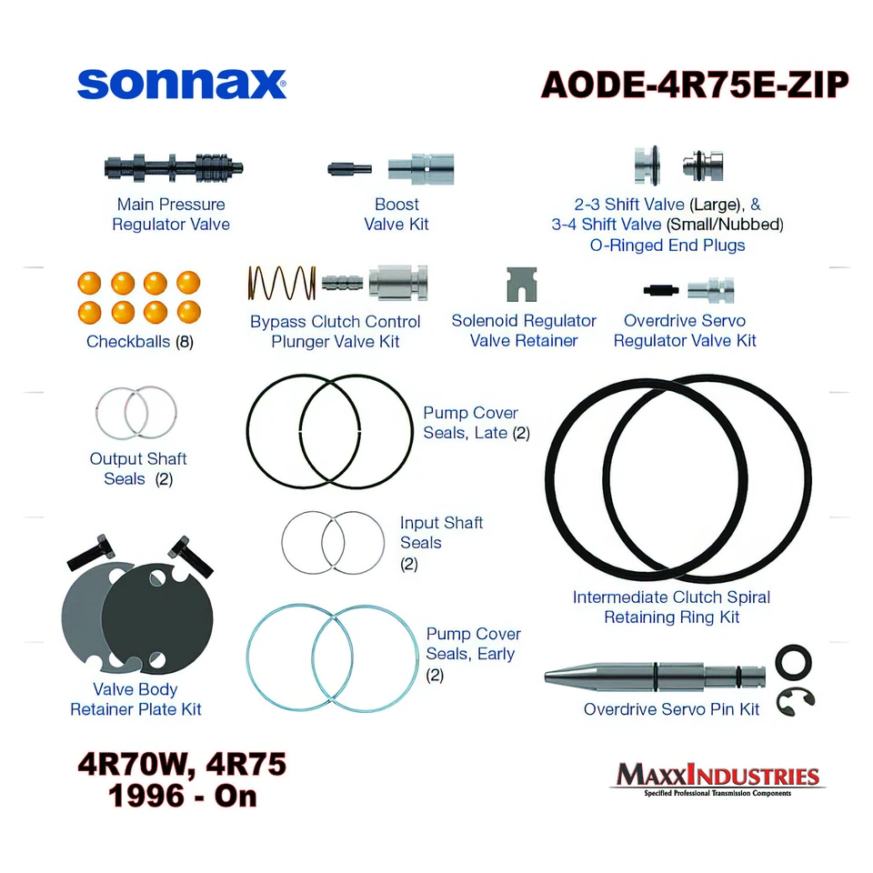 Sonnax AODE-4R75E-ZIP Transmisión Cremallera Kit 4R70W 4R75E 4R75W Transmisiones 96-18 Foto 2 de 3