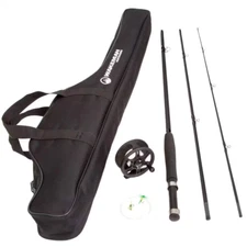 Fly Fishing Rod and Reel Combo Including Carrying Case, Flies, and Fishing Line