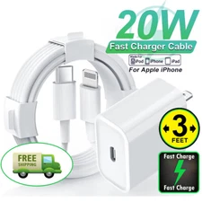 20W Fast Charging Power Adapter USB-C Cable For iPhone X 13 14 12 8 11 Pro Max