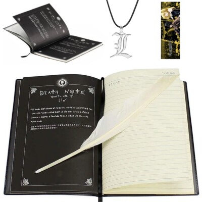 NEW Death Note Cosplay Notebook/Feather Pen/Necklace/Bookmark Anime ...