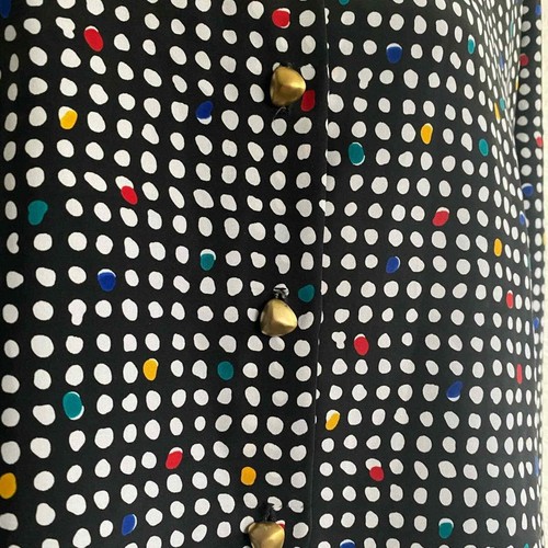 Blusa vintage de lunares con botones M - Imagen 7 de 8