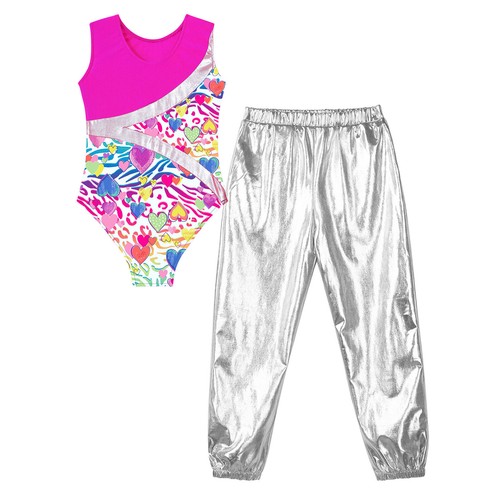 Kids Girls Tracksuit Performance Dancewear Competition Dance Outfits Sleeveless - Picture 27 of 69