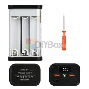 22.5W Transparent Power Bank Case 6/12-Cell 18650 Battery Box PD Power Bank Kit