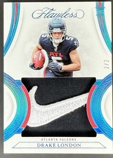2022 DRAKE LONDON RC NIKE SWOOSH PATCH #/2 ROOKIE PANINI FLAWLESS SAPPHIRE SSP