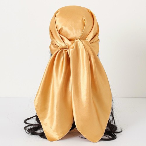 Women’s Satin Square Scarf Headscarf, Multicolor Geometric Print
