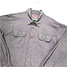 Wrangler Shirt Mens XL Flex Fit Chambray Charcoal Long Sleeve Workwear Outdoors