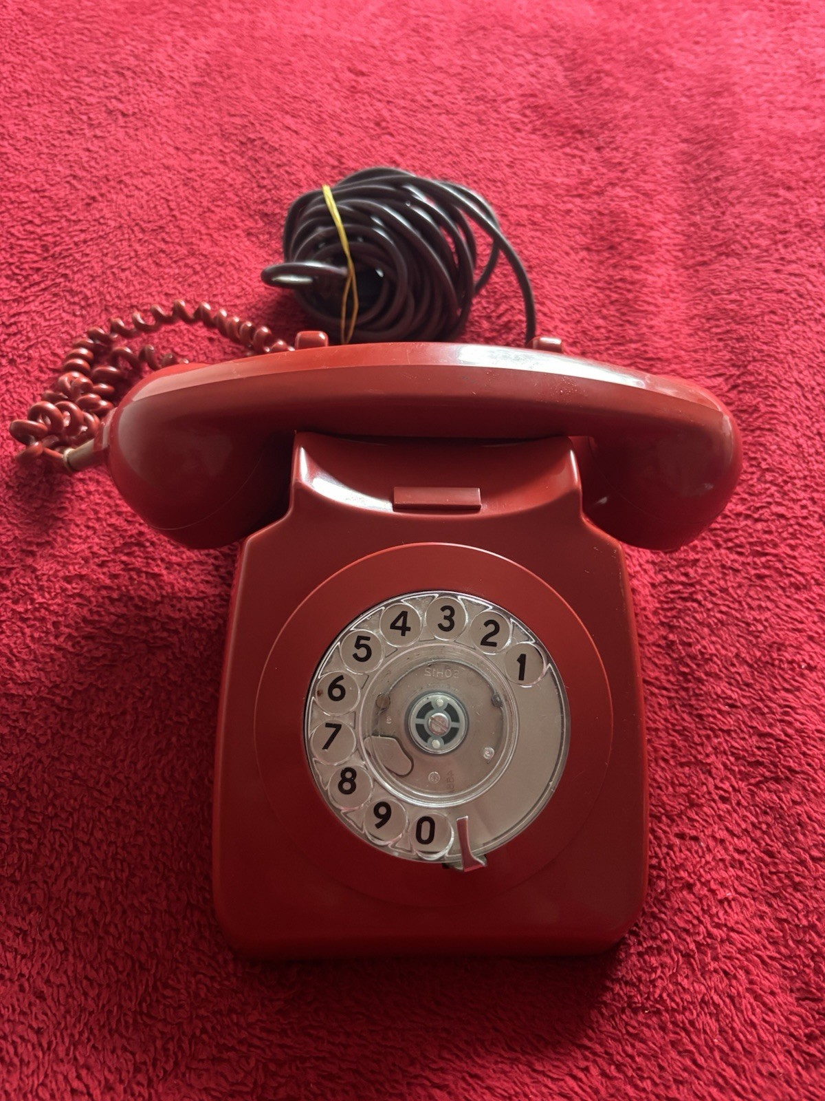 Red BT Rotary Dial Corded Telephone Vintage Retro Phone