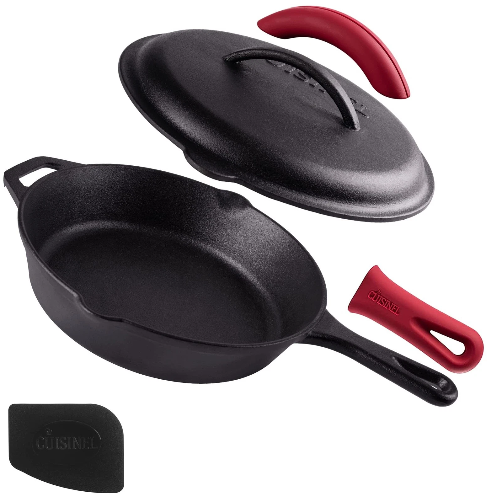 Cuisinel Pre-Seasoned Cast Iron Skillet 12-Inch w/ Handle Cover - Thumbnail 2