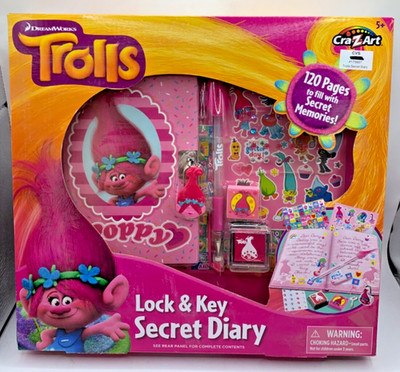 Trolls Lock & Key Secret Diary with 120 Pages Dreamworks Stickers Gel Pen Stamps