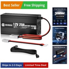 12V 20A Lithium Battery Charger, 14.6V LiFePO4 Charger with Battery Quick Con...
