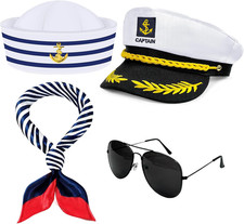 Yacht Captain Hat Sailor Hat Boat Costume for Men Women Captains Halloween Costu
