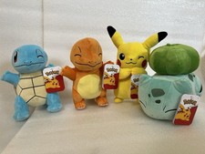 Pokemon 8" Plushes Set Pikachu, Charmander, Squirtle Bulbasaur Lot of 4 New