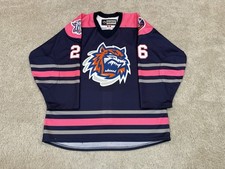 Bridgeport Sound Tigers Game Worn Used AHL CCM Breast Cancer Jersey 52 Islanders
