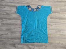 Mexican Embroidered Women’s Dress Size L/XL Blue Hearts Top