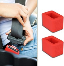 2 Pack Seat Belt Buckle Holder, Silicone Auto Rear Seatbelt Red