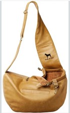 Noah  Paw Dog Sling Carrier for Small Dogs 5-18lb Tan/Brown, Vegan Leather