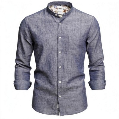 Brax Herren Leinenhemd Modern Fit Style Lars blau 740006 74430200 24 marine