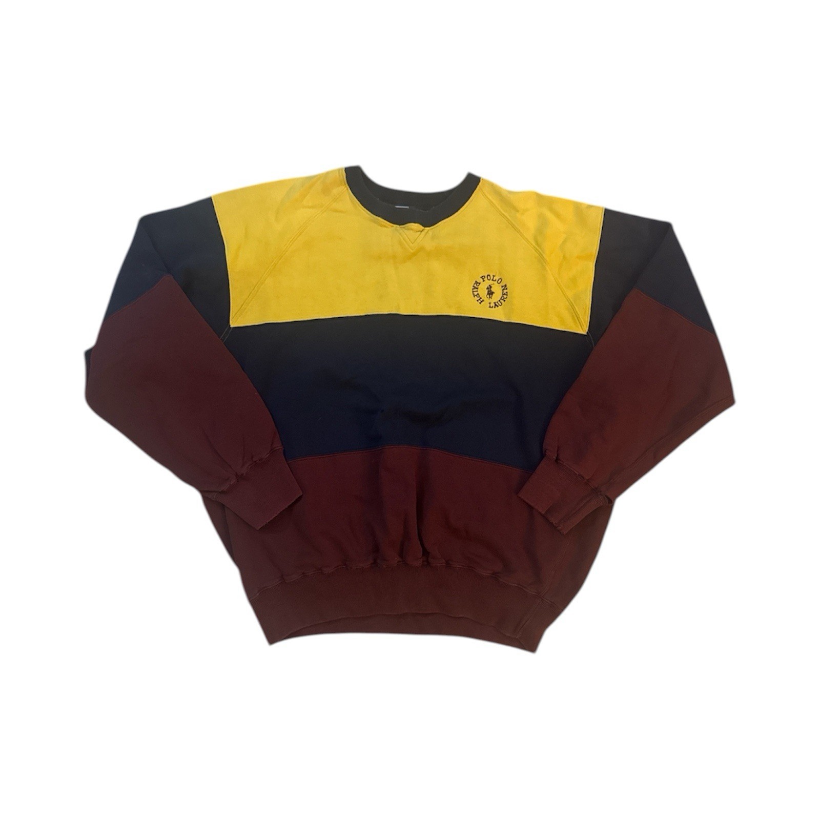 Vintage Polo Ralph Lauren Colorblock Burgundy Sweatshirt Crewneck Size Large