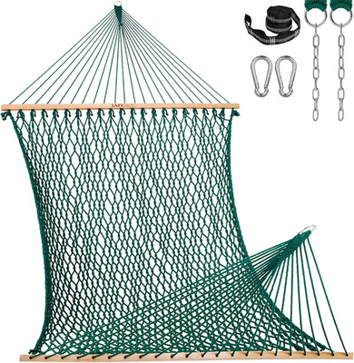 13-FT Polyester Rope Hammock, Double 2 Person Traditional Hand Woven Outdoor Ham