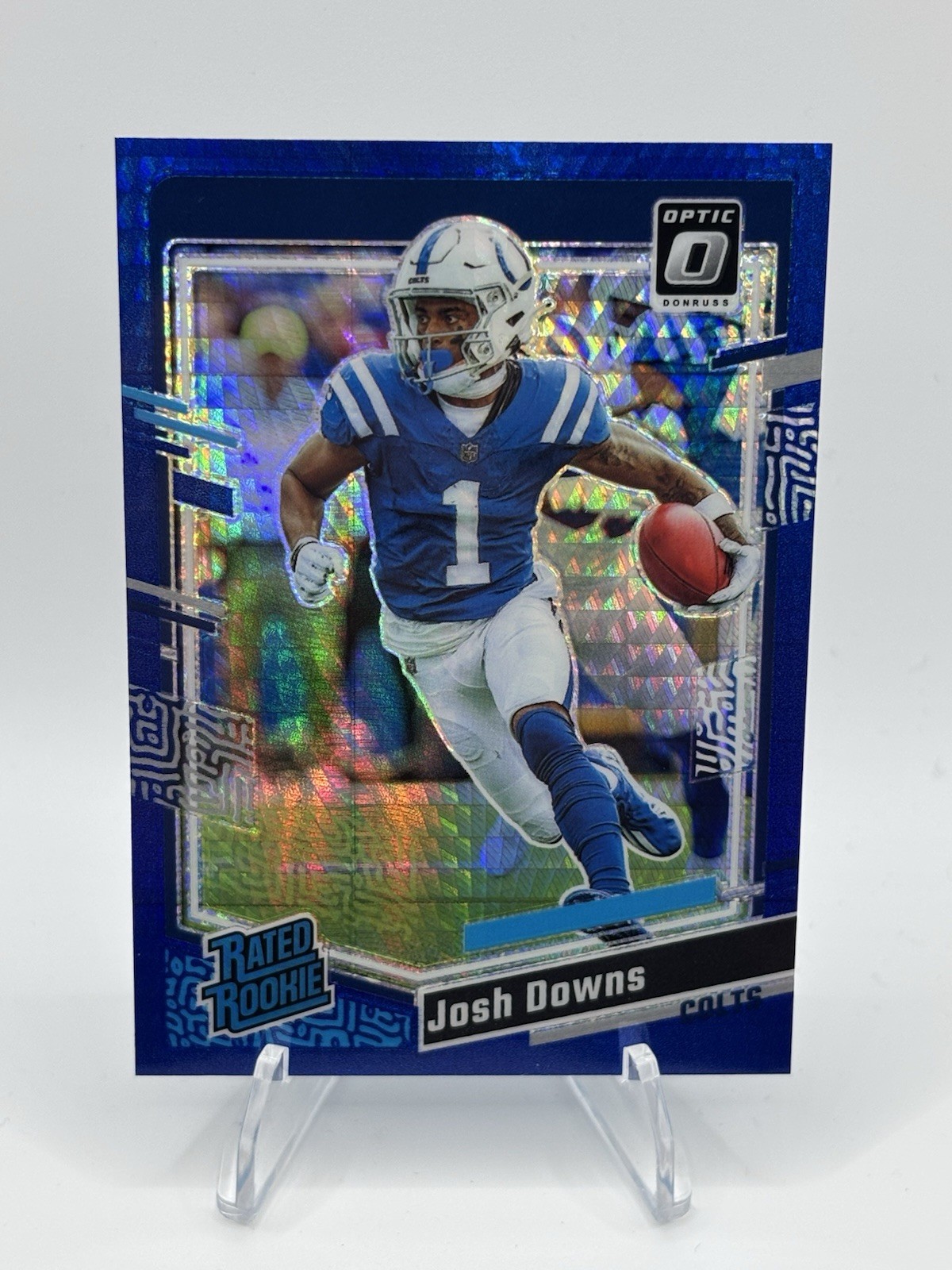 JOSH DOWNS RC 2023 Donruss Optic Blue Hyper Prizm #248 Rated Rookie Colts