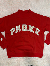 PARKE Women  s Red Logo Graphic Print Crew Neck Pullover Sweatshirt L/XL