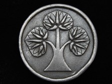 PG21140 VINTAGE 1970s  TREE  ARTWORK FASHION PEWTER BELT BUCKLE
