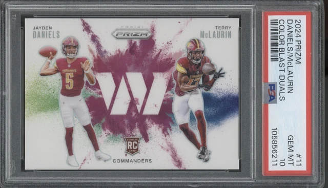 2024 Color Blast Duals Jayden Daniels Terry McLaurin RC Rookie Gem Mint PSA 10