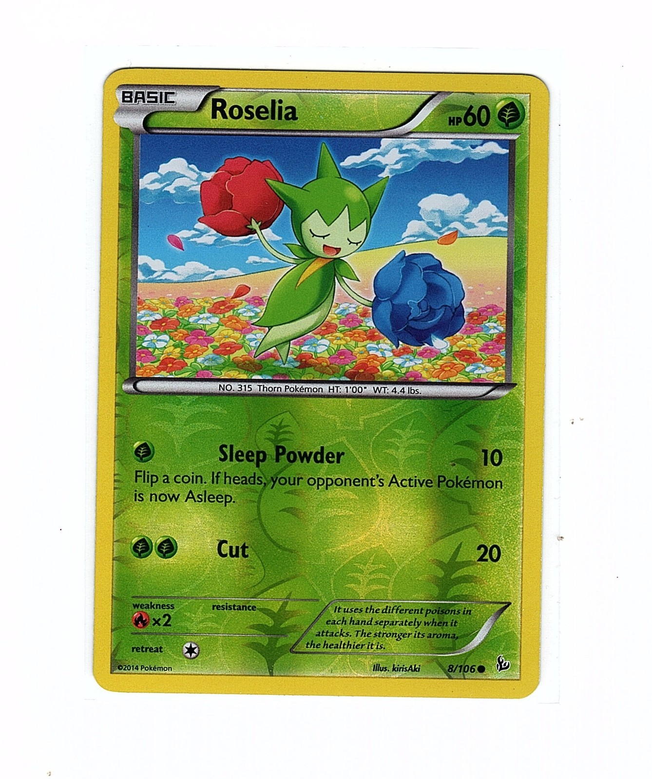 Roselia 8/106 Flashfire Reverse Holo - Pokemon Card NM