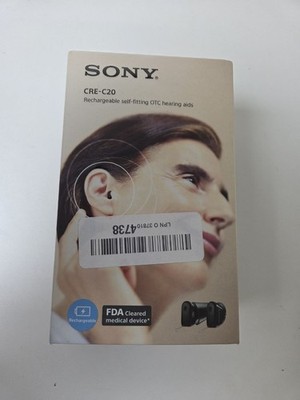 Sony CRE-C20 Rechargeable OTC Self-Fitting Hearing Aids FDA Cleared Black