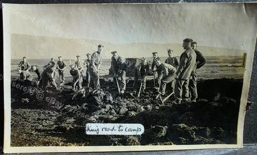 WW2 Iceland -  British Soldiers making a road to Camp  - photo 9 by 6cm