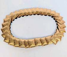 Women's Vintage 80s Glam Hammered Gold Tone Metal Disc Stretch Belt Sz M / 35"