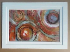 ORIGINAL ABSTRACT EXPRESSIONIST ACRYLIC PAINTING WALL DECOR  6" X 4 1/4"" #1103F