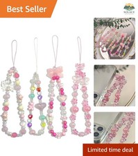 Phone Charms Cute Beaded Phone Lanyard Wrist Strap Aesthetic CellPhone Keycha...