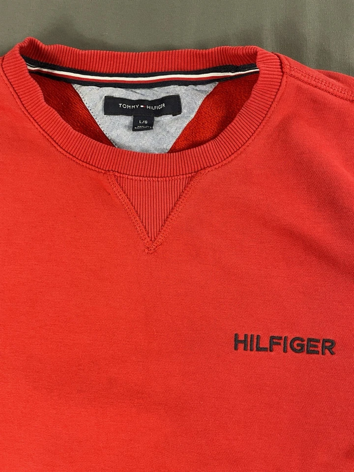 Moletom masculino grande Tommy Hilfiger gola redonda Preppy Wear camisa limpa - Imagem 2 de 4