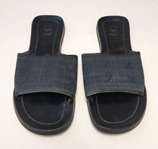 Ermenegildo Z ZEGNA Slide Loafers Men's US 10.5 EE Black Leather Cloth Shoes