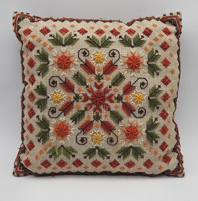 Vintage Retro Embroidered W/ Velvet Backing Throw Pillow Decor 15'' x 15''
