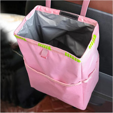 Hanging Car Trash Can with Storage Pockets, Waterproof Leakproof Oxford Auto Gar