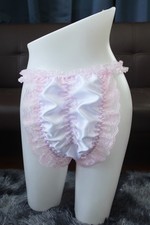  G41 2XL/ElasticW.24-44" VintageStyle White Satin Thong Bikini Panties Underwear