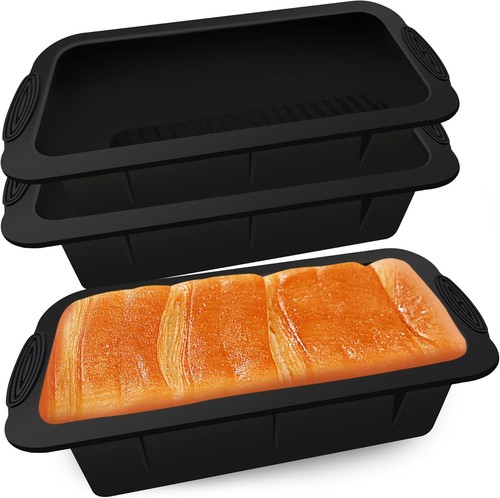 Silicone Bread Loaf Pan Nonstick Baking Molds Easy Release Toast Big, Black
