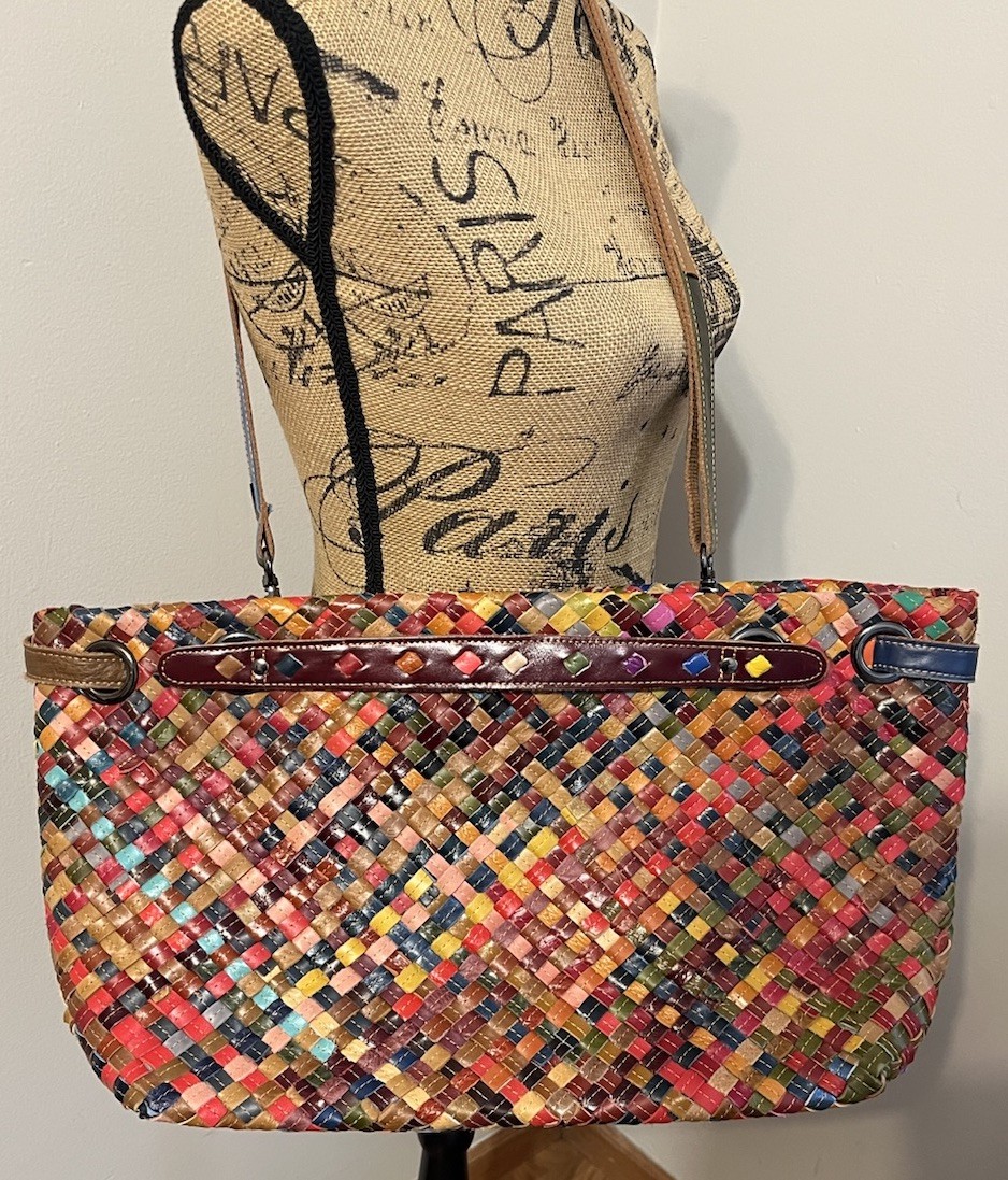 Ameri Leather Extra Large Rainbow Woven Leather T… - image 1