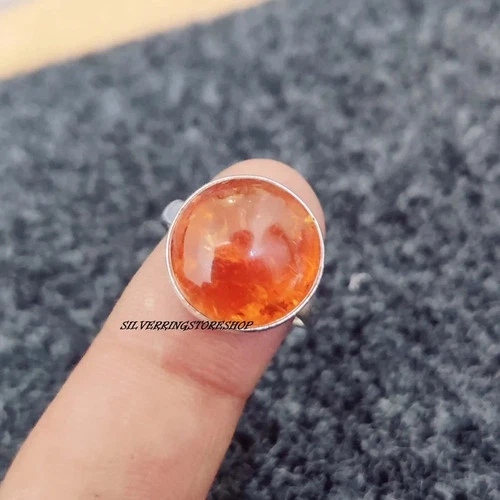 Amber Band Ring, 925 Silver Ring, Handmade Ring, Women Ring, Beautiful  All Size