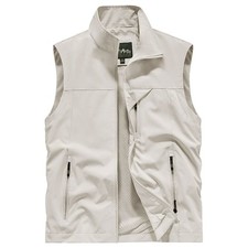 Men's Sleeveless Workwear Vest Outdoor Stand Up Collar Camisole Jacket