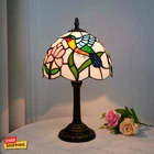 Hummingbird Tiffany Style Lamp Stained Glass Vintage Bed Light Bird Lover Gift