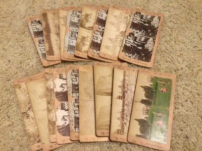 17 Antique Stereoscope Cards *INTERNATIONAL VIEW CO.* Decatur Ill. USA, 1800 s