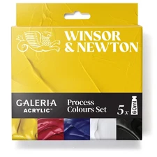 Winsor  Newton Galeria Acrylic Paint Set, 5 x 60ml 2-oz Tubes, Process