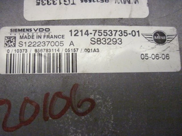 Computadora ECU ECM MINI COOPER 2002 02 03 04 05 06 Auto 12147553720 843837 Foto 3 de 4