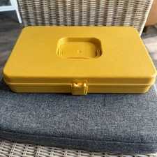 Vintage Wilson Wil-Hold Thread Box Yellow Gold Sewing Organizer Caddy Storage