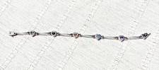 Sterling Silver Multicolor Hearts Bracelet Amethyst Garnet Peridot Citrine Topaz