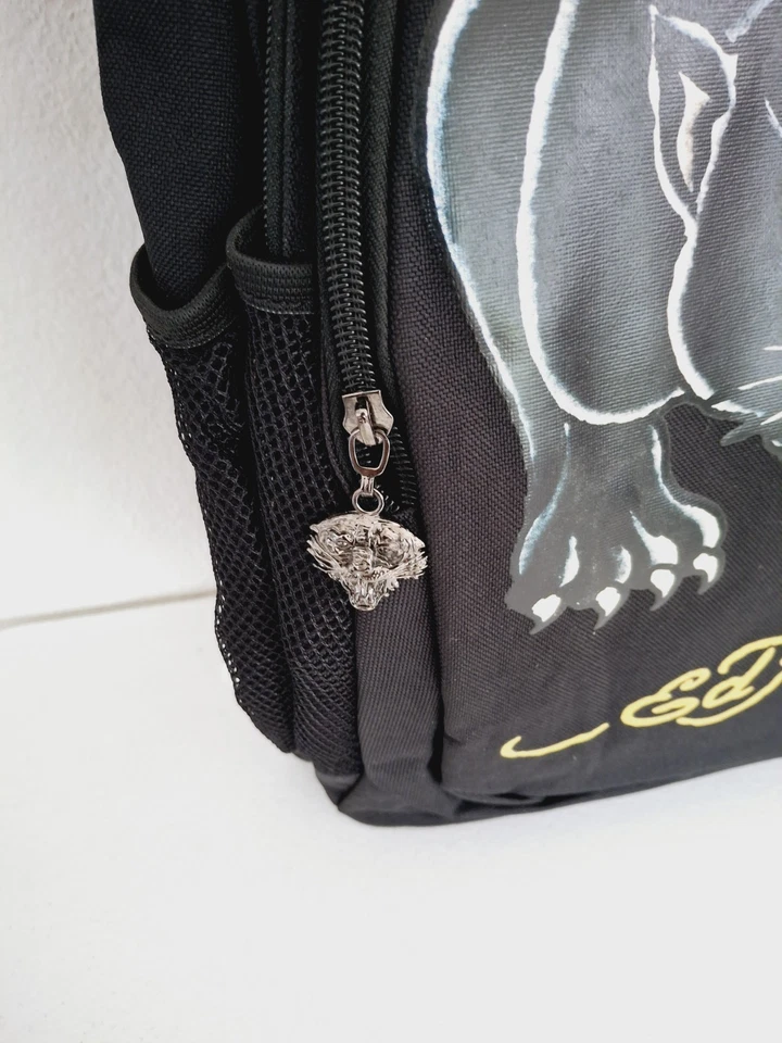 Mochila Ed Hardy Black Panther 3 compartimentos con cremallera correas ajustables nueva con etiquetas Foto 2 de 4