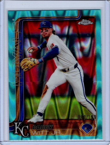 2025 Topps Chrome #93 Bobby Witt Jr. Aqua Raywave Refractors #/199